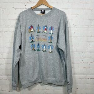 Vintage Starter Sweatshirt Mens XL Gray Virginia Beach Virginia Made In USA